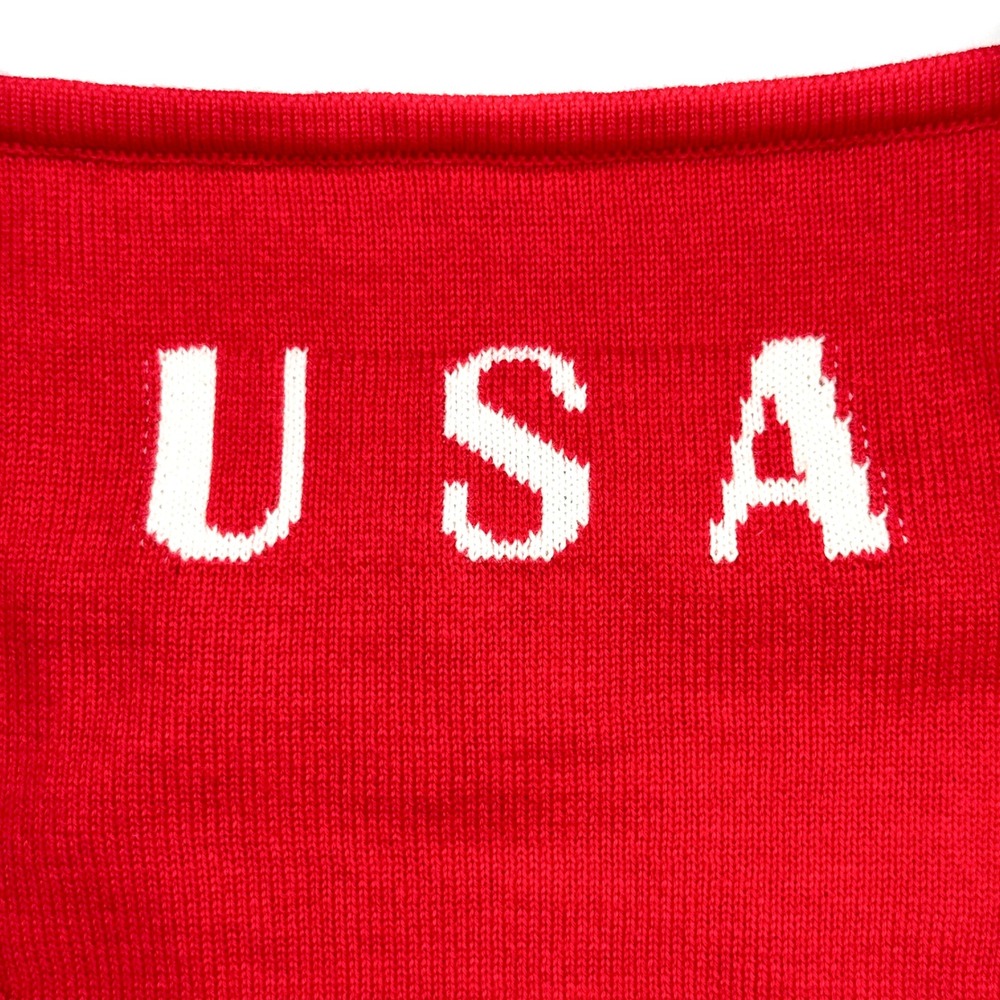 Le Lis USA Knit Crop Tank Top Red Medium Patriotic Americana Y2K NWT July 4th - Picture 6 of 9